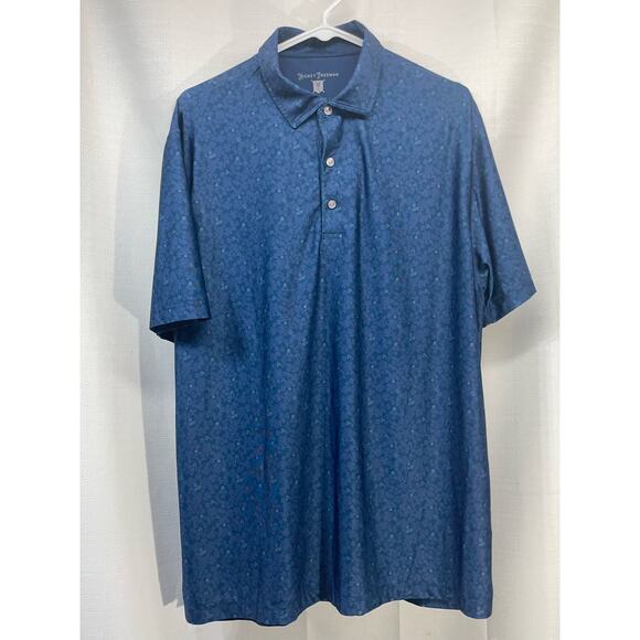 Hickey Freeman Mens Golf Polo Blue Clover All Over Print Size Large - Picture 2 of 5